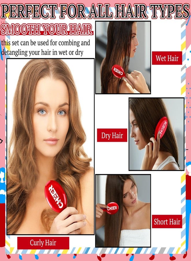 SiliFine 20 Pack Cheer Mini Hair Brushes Bulk Cheer Gifts Bulk for Team Detangling Hair Brushes Plastic with Bristles for Cheerleader Team Sport Valentine Gifts for Women(Red) - Image 4